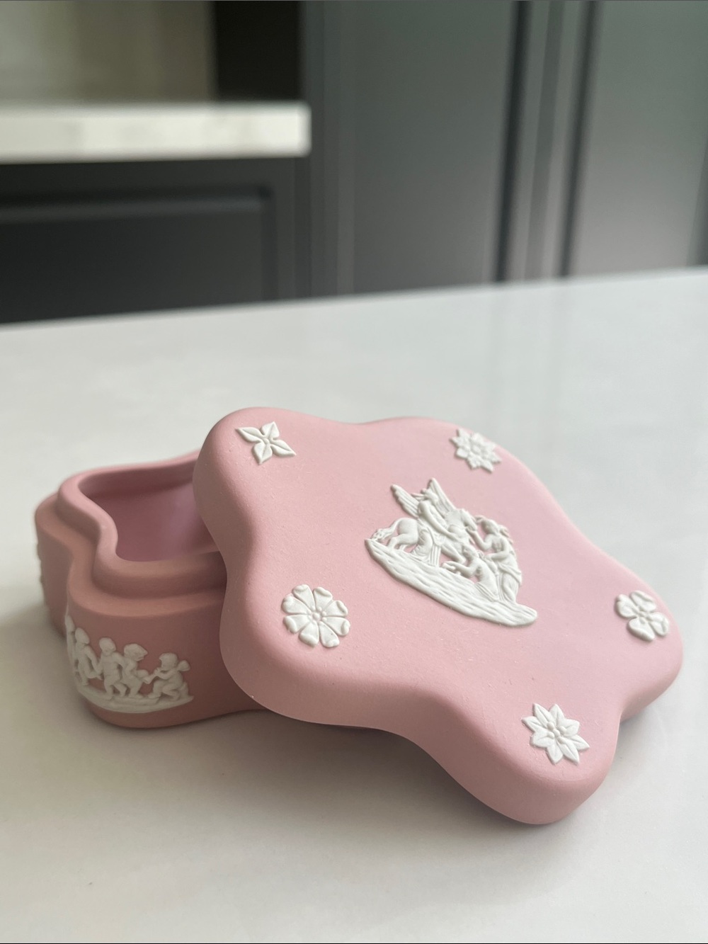 Wedgwood Jasperware Trinket Dish. Wedgwood Ballet Pink Jasperware Lidded Box.